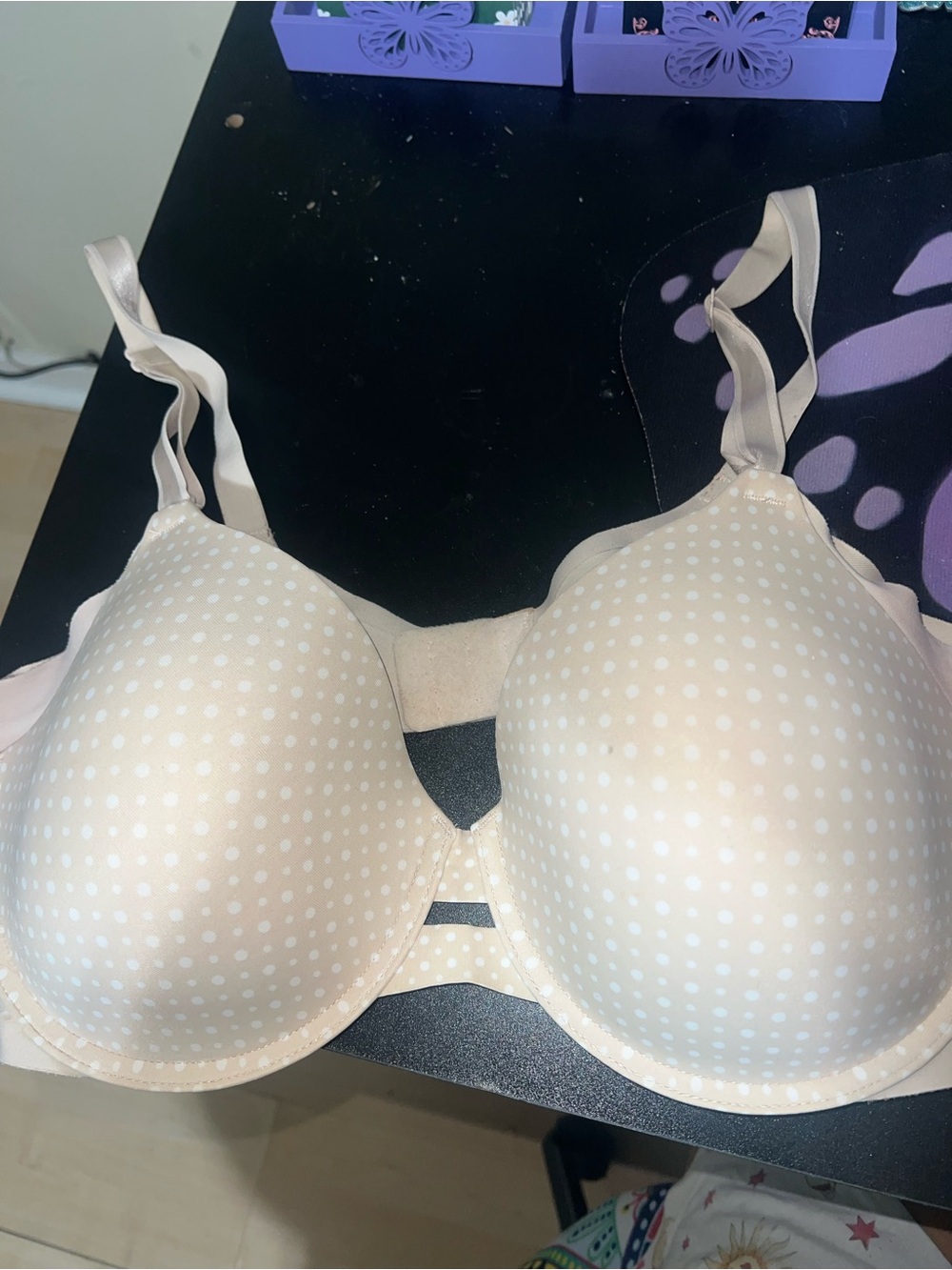 Polka Dot Light Beige T-Shirt Bra - Women's Intimates